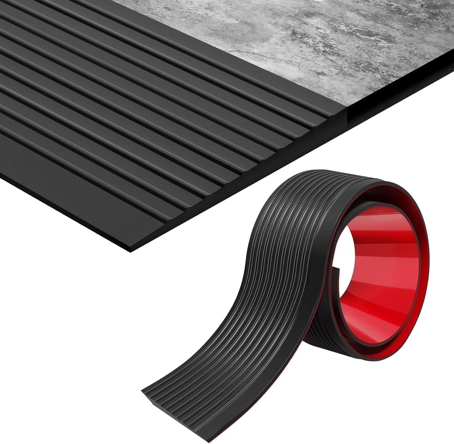 Threshold Ramps Self-Adhesive Rubber Threshold Ramp Wheelchair Ramp for Doorways,Steps,Bathroom, Wheelchair, Scooter Stroller (Grey, 5cm(W) x 1cm(H) x1m(L))