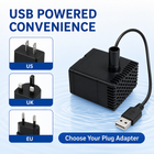 US UK and EU adapter options for OUKMAO USB aquarium pump