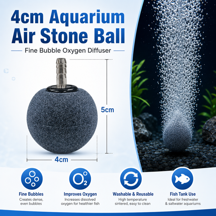 OUKMAO 4cm Aquarium Air Stone Ball – Fine Bubble Oxygen Diffuser