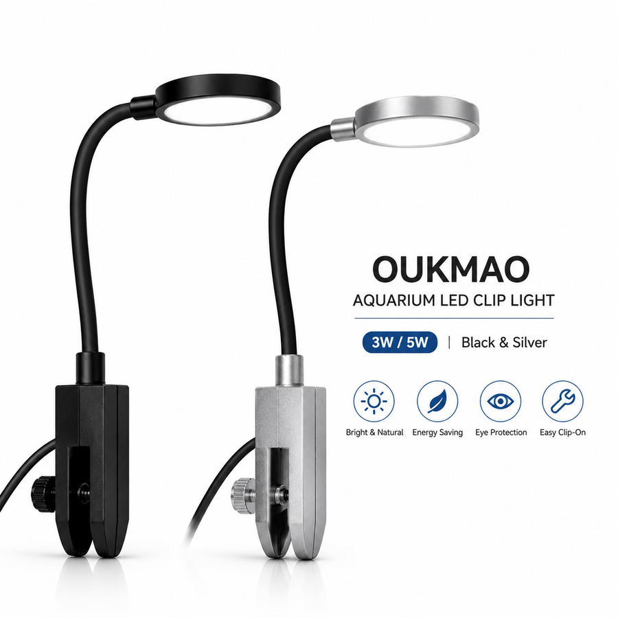 OUKMAO USB Aquarium rotundity Clip Light – 3W / 5W LED Fish Tank Light