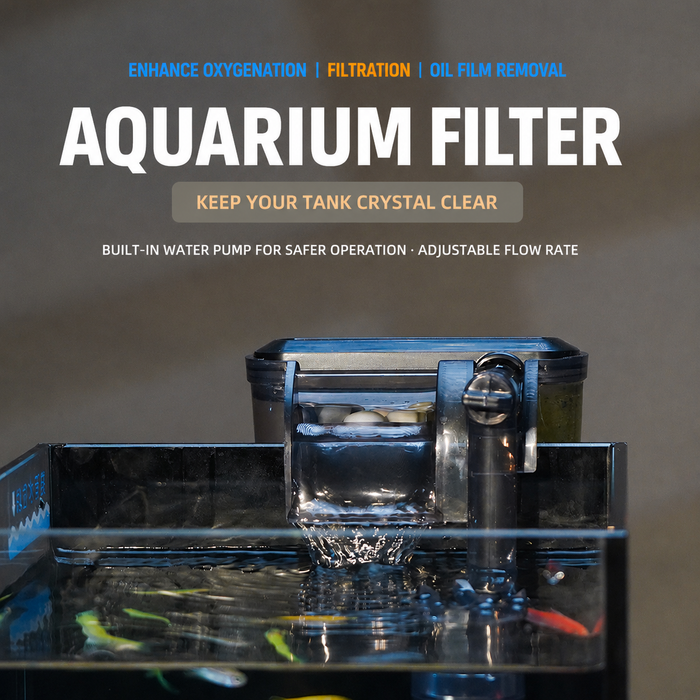 3-in-1 Surface Skimmer Aquarium Filter for Nano Fish Tanks, Oil Film Remover & Oxygenation