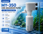 USB Fish Tank Filter, 5W 350L/H 4-in-1 Internal Aquarium Filter