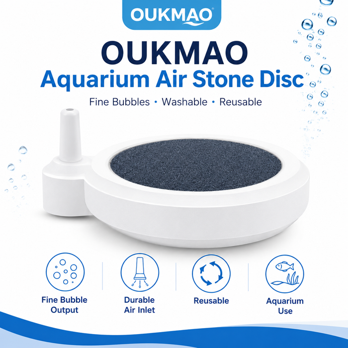 OUKMAO Aquarium Air Stone Disc – Fine Bubble Oxygen Diffuser