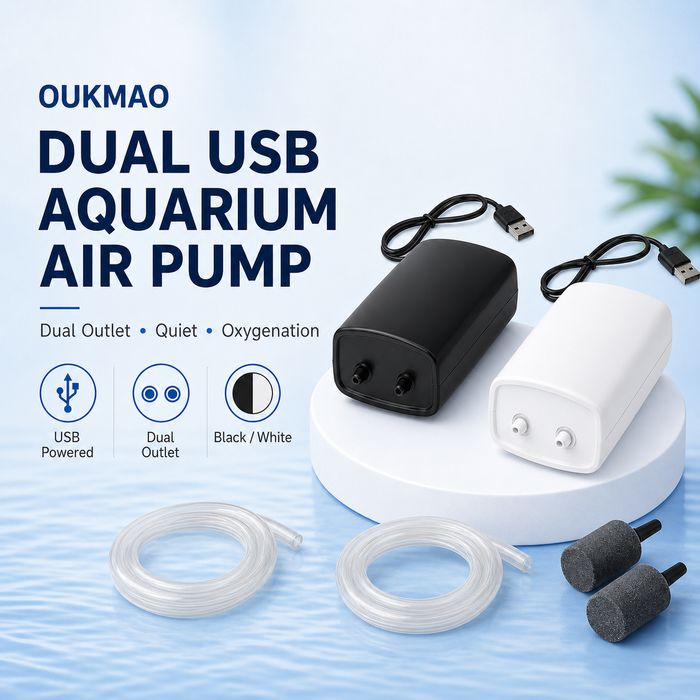 OUKMAO dual USB aquarium air pump product overview